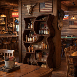 Handcrafted Solid Wood Wine Storage Shelf with Organic Open Display Design