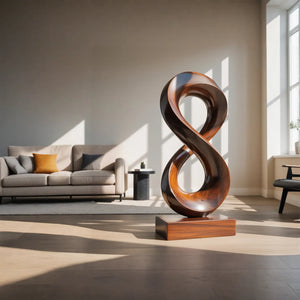 Solid Wood Infinity Curve Sculpture for Modern Living Spaces