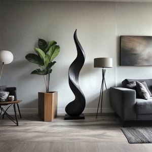 Solid Wood Contemporary Flow Sculpture for Living Room Corners
