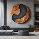 Modern Solid Wood Wall Sculpture for Contemporary Living Room Decor