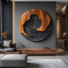 Large Circular Solid Wood Wall Sculpture for Contemporary Living Rooms