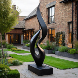 Large Handcrafted Abstract Wood Sculpture for Garden and Entryway