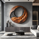 Large Organic Round Solid Wood Wall Sculpture for Modern Interiors
