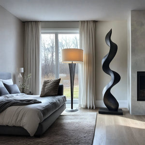 Solid Wood Curved Flow Sculpture for Contemporary Interior Spaces