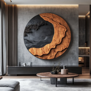 Modern Layered Solid Wood Wall Art Sculpture for Living Room