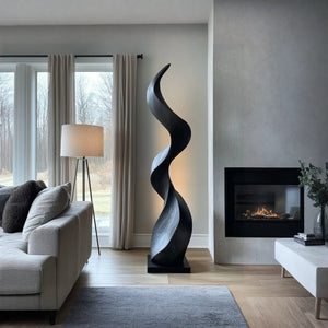 Hand-Carved Solid Wood Sculpture for Modern Interior Space