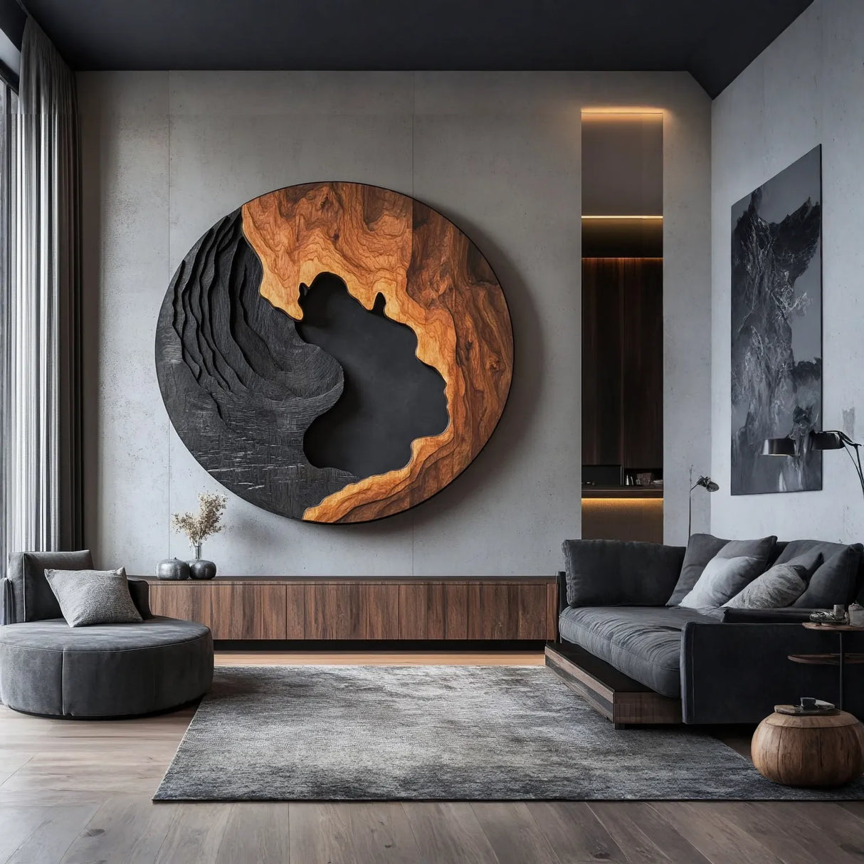 Large Abstract Solid Wood Wall Art Sculpture for Living Room