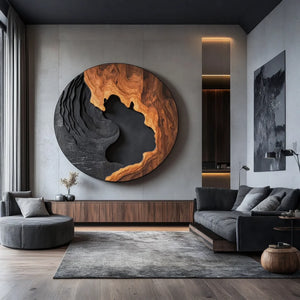 Large Abstract Solid Wood Wall Art Sculpture for Living Room