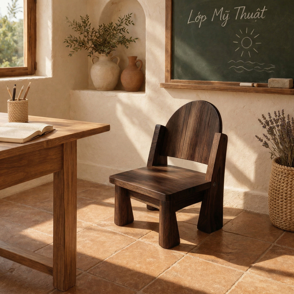 Solid Wood Kids Chair Handcrafted Wooden Chair for Children