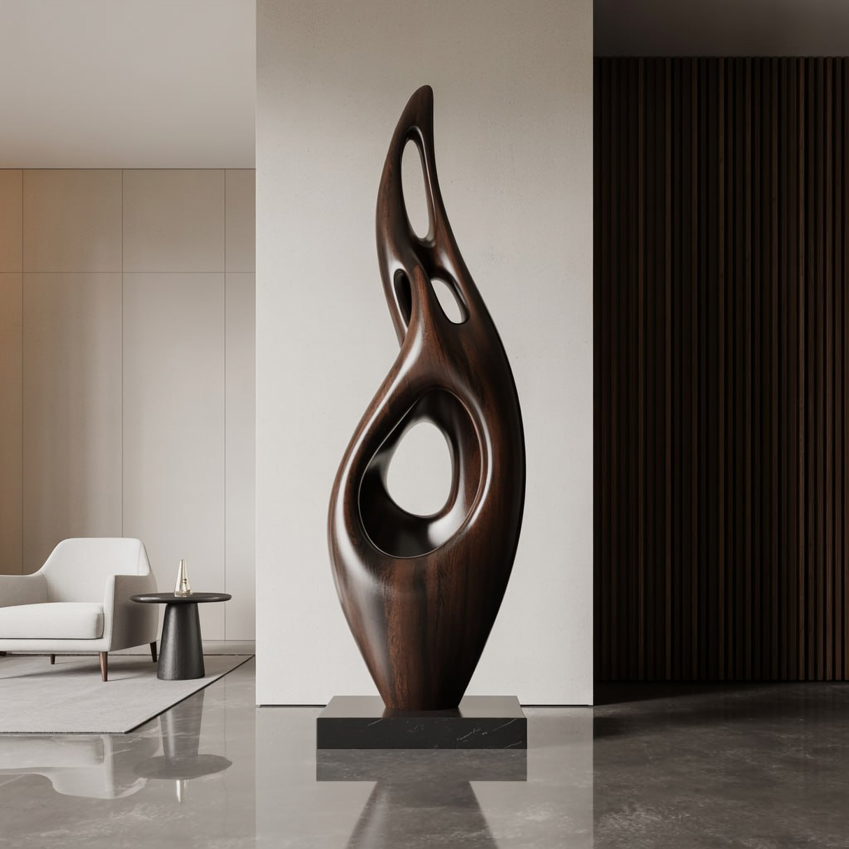 Solid Wood Contemporary Sculptural Form for Luxury Interior Spaces