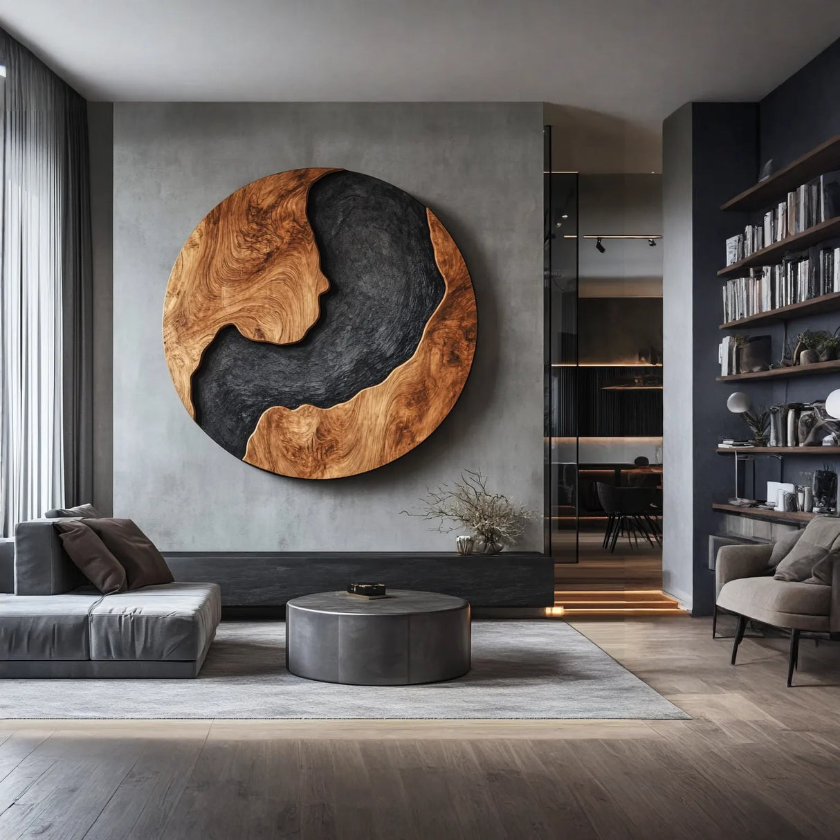 Modern Solid Wood Wall Sculpture for Contemporary Living Room Decor