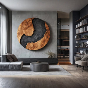 Modern Solid Wood Wall Sculpture for Contemporary Living Room Decor