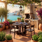 Round Solid Wood Dining Table with Sculpted U Shape Base for Dining Room