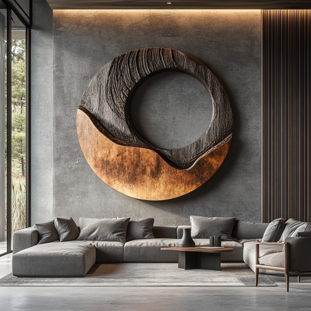 Large Circular Wall Sculpture for Modern Living Rooms, Sculptural Statement Wall Art for Luxury Interiors