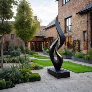 Large Handcrafted Abstract Wood Sculpture for Garden and Entryway