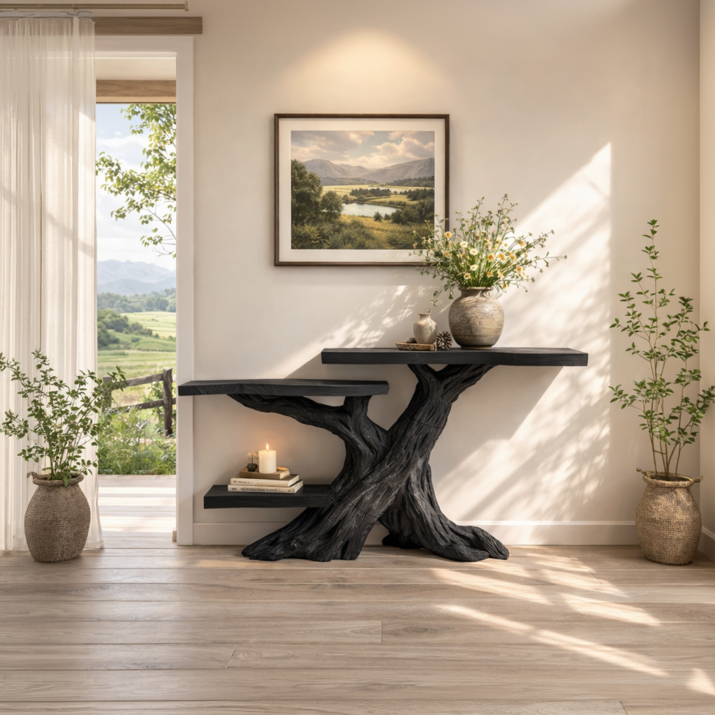 Organic Tiered Solid Wood Accent Table