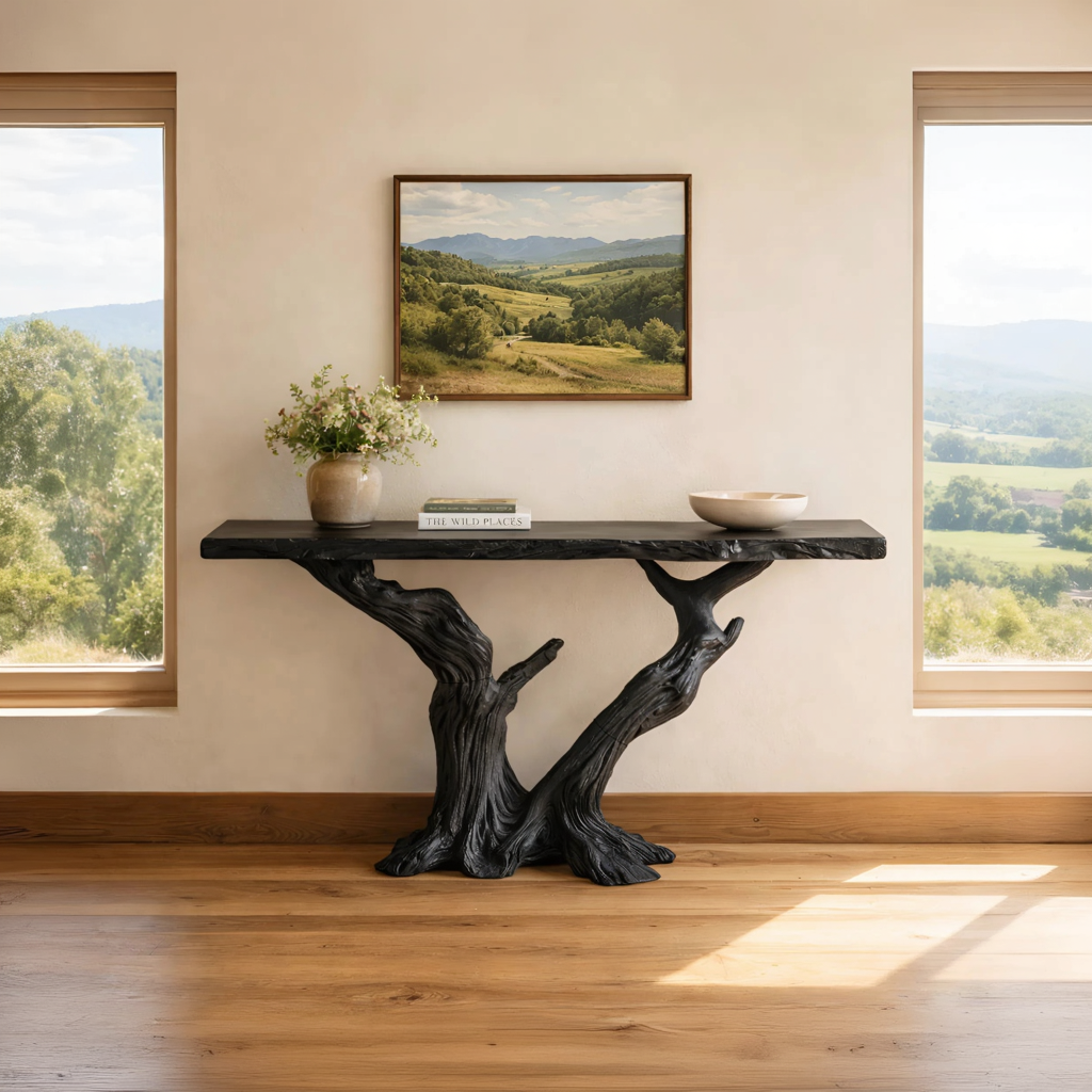 Twin Trunk Solid Wood Console Table
