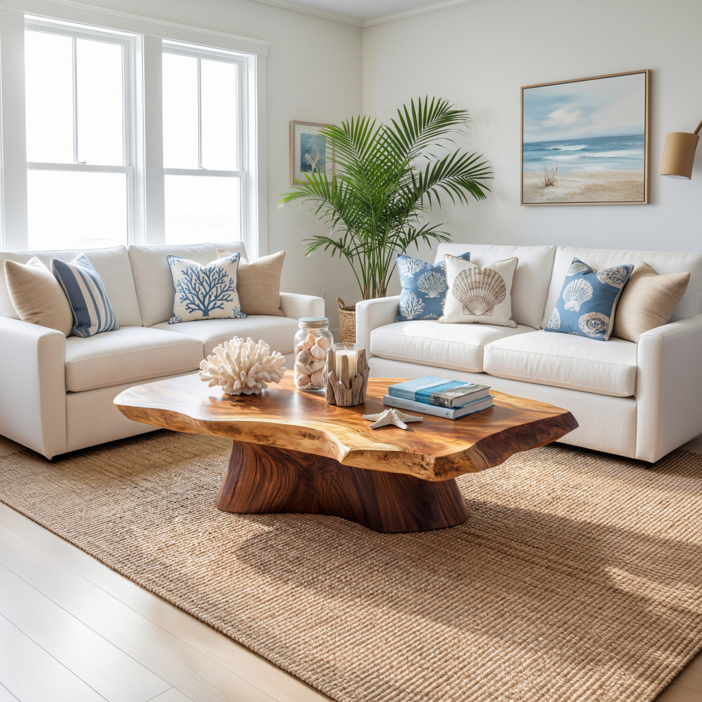 Live Edge Solid Wood Coffee Table Sculptural Statement Table