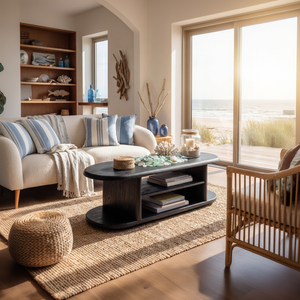 Modern Wood Coffee Table with Open Shelf Storage