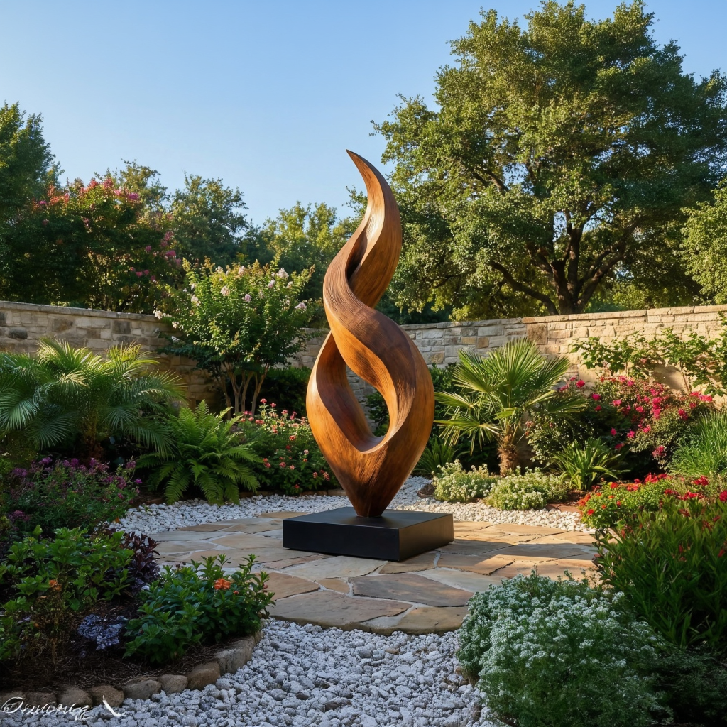 Abstract Twisting Floor Sculpture for Indoor or Covered Outdoor Spaces