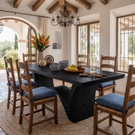 Live Edge Solid Wood Dining Table with Sculptural Curved Base for Dining Room