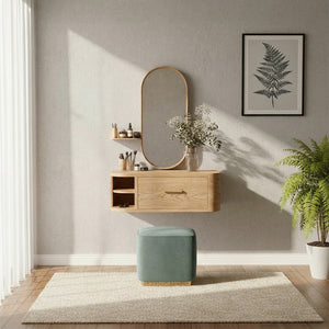 Wall-Mounted Solid Wood Vanity Table for Modern Bedrooms