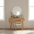 Mid-Century Solid Wood Vanity Table with Rounded Edges and Drawers