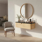 Floating Wood Vanity with Black Top