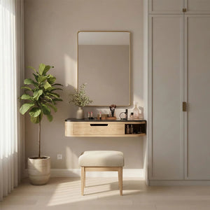 Floating Wood Vanity with Black Top