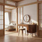 Solid Wood Vanity Table with Storage Cabinet