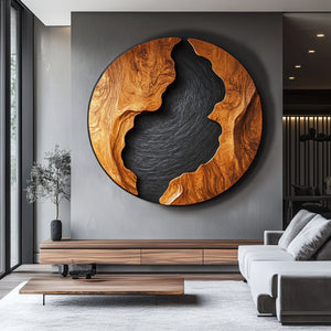 Hand Carved Solid Wood Wall Sculpture with Organic Contours for Living Spaces