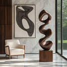 Organic Wave-Form Solid Wood Sculpture for Modern Living Room and Interior Spaces