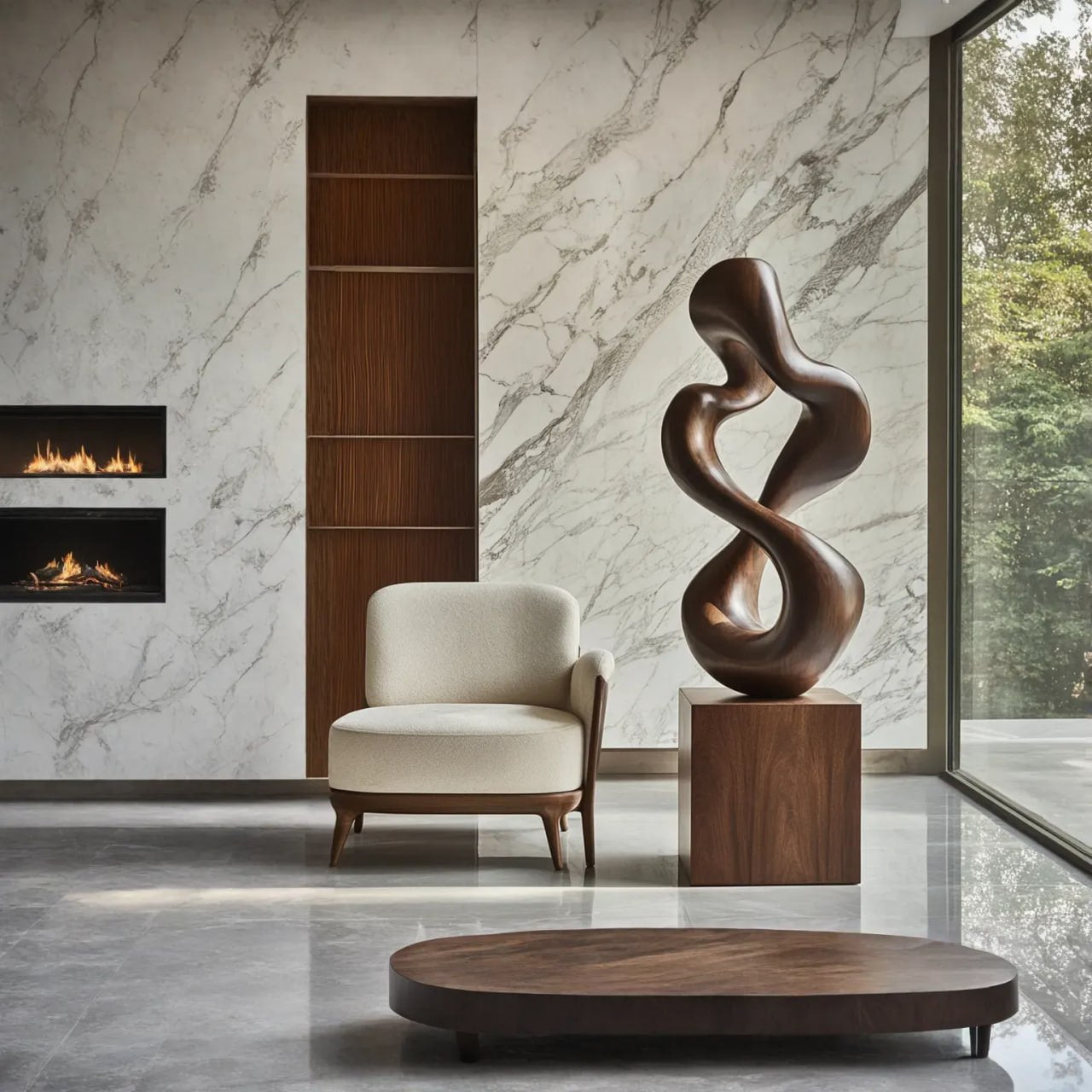 Hand-Carved Solid Wood Infinity Sculpture for Modern Interiors