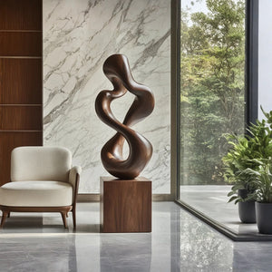 Hand-Carved Solid Wood Infinity Sculpture for Modern Interiors