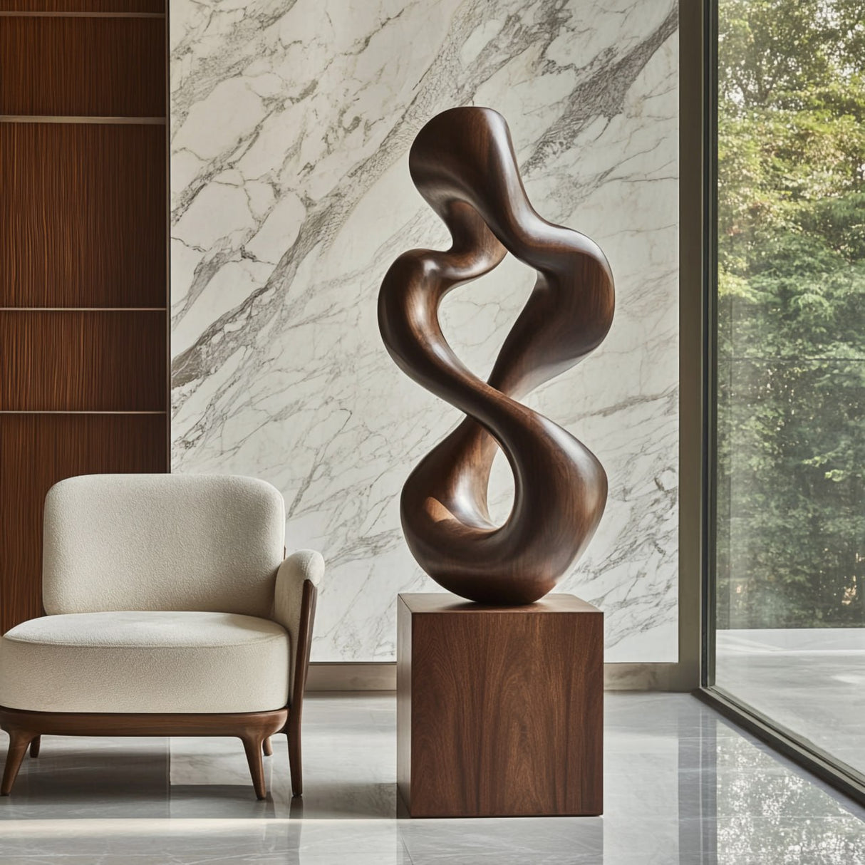 Hand-Carved Solid Wood Infinity Sculpture for Modern Interiors