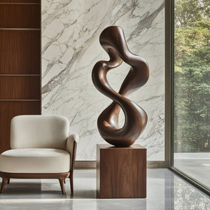 Hand-Carved Solid Wood Infinity Sculpture for Modern Interiors