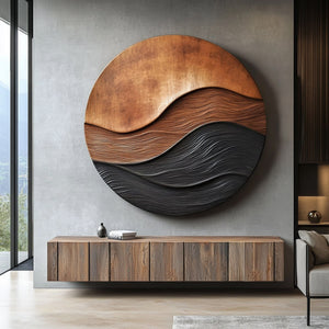Modern Ripple Solid Wood Wall Art Sculpture for Living Room