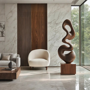 Modern Curved Solid Wood Sculpture for Living Room