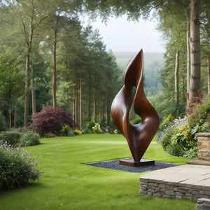 Organic Curved Solid Wood Sculpture for Garden and Landscape Display