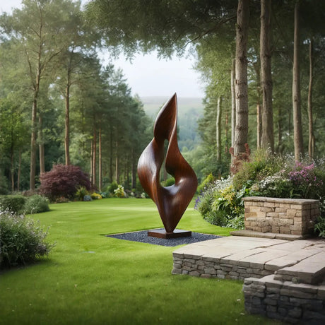 Organic Curved Solid Wood Sculpture for Garden and Landscape Display