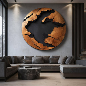 Organic Abstract Solid Wood Wall Sculpture for Living Room Interior Decor