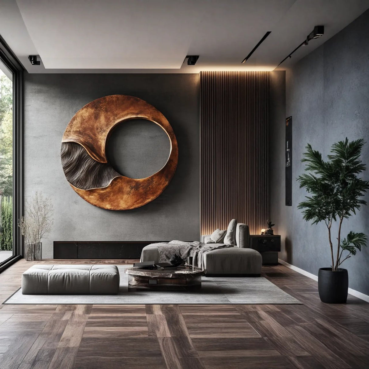 Organic Open Ring Solid Wood Wall Art for Living Room