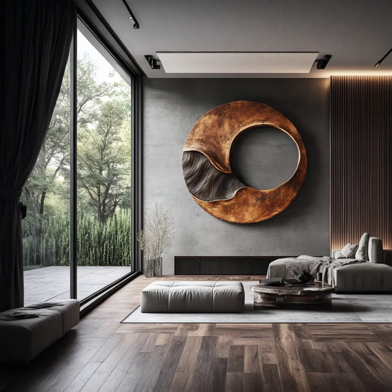 Organic Open Ring Solid Wood Wall Art for Living Room