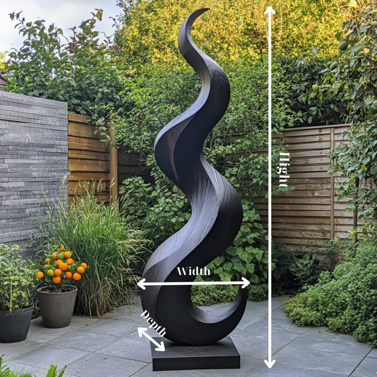 Modern Outdoor Solid Wood Sculpture for Garden Path Patio Decor