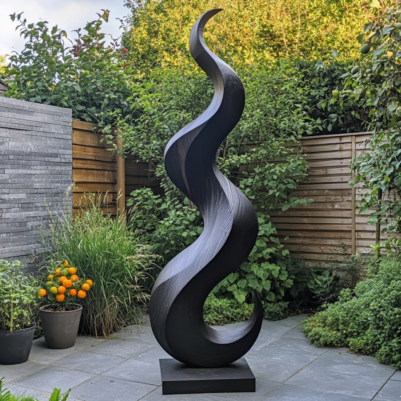 Modern Outdoor Solid Wood Sculpture for Garden Path Patio Decor