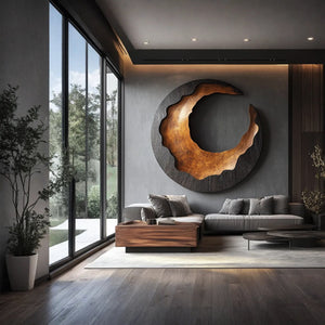 Modern Crescent Solid Wood Wall Art Sculpture for Living Room