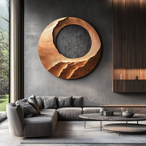 Modern Round Solid Wood Wall Sculpture for Living Room Display