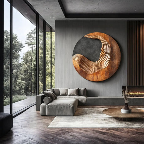 Contemporary Abstract Solid Wood Wall Sculpture for Living Room