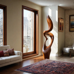 Modern Solid Wood Flow Sculpture for Living Room Display