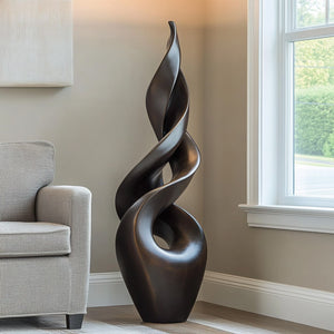 Contemporary Twisted Solid Wood Sculpture for Living Room Accent Display